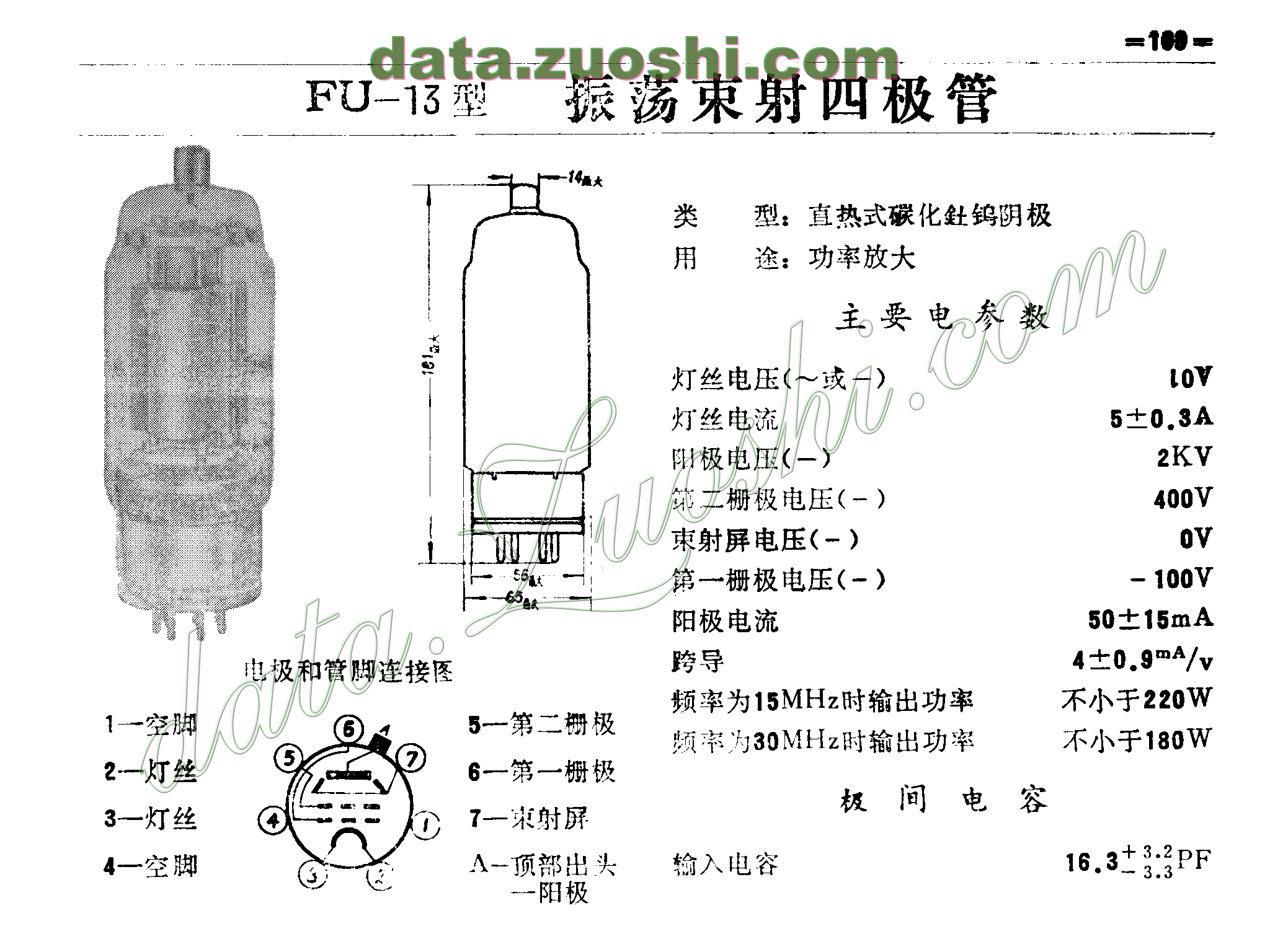 另见《曙光电子管手册》:  fu-13.pdf270k)